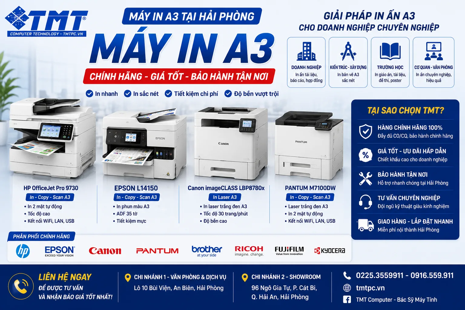 Máy In A3 Tại Hải Phòng - Chính Hãng, Giá Tốt & Bảo Hành Tận Nơi TMT Computer