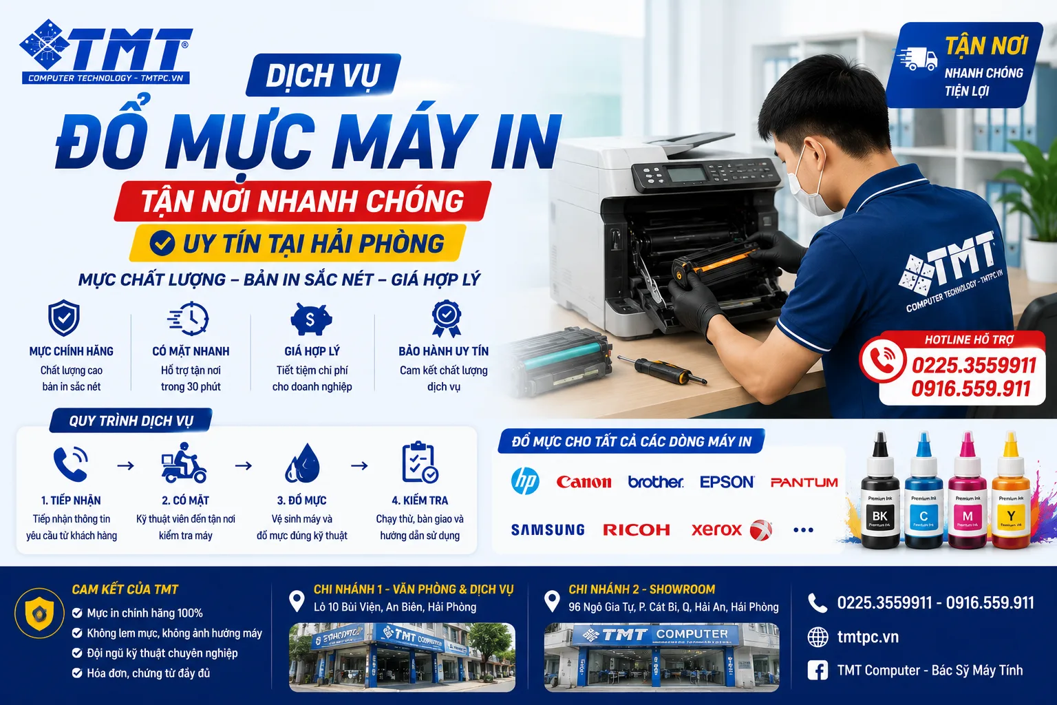 Dịch vụ đổ mực máy in tận nơi nhanh chóng, uy tín tại Hải Phòng