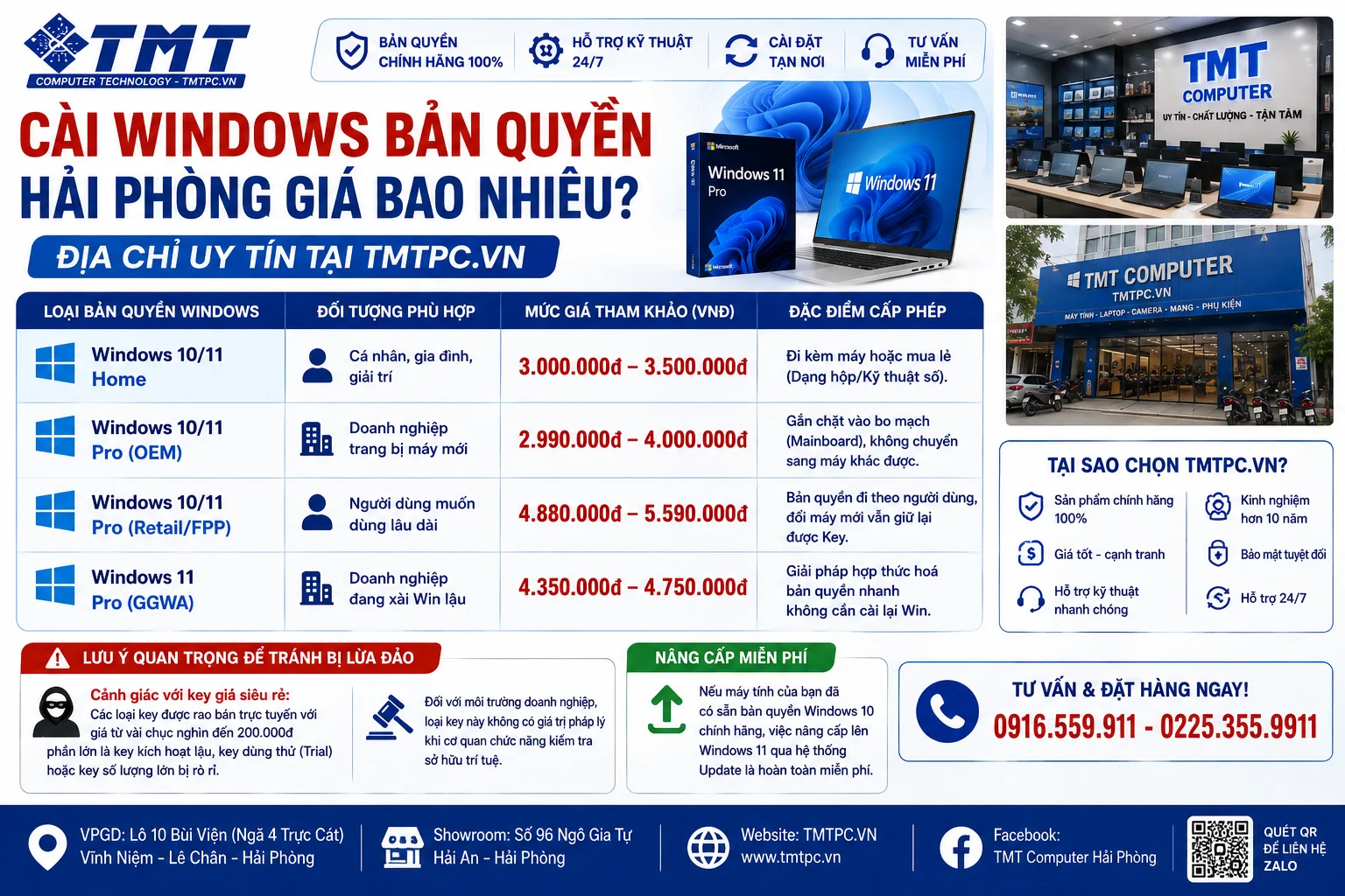 Cài Windows Bản Quyền Tại Hải Phòng Uy Tín - Chính Hãng Microsoft | TMT Computer