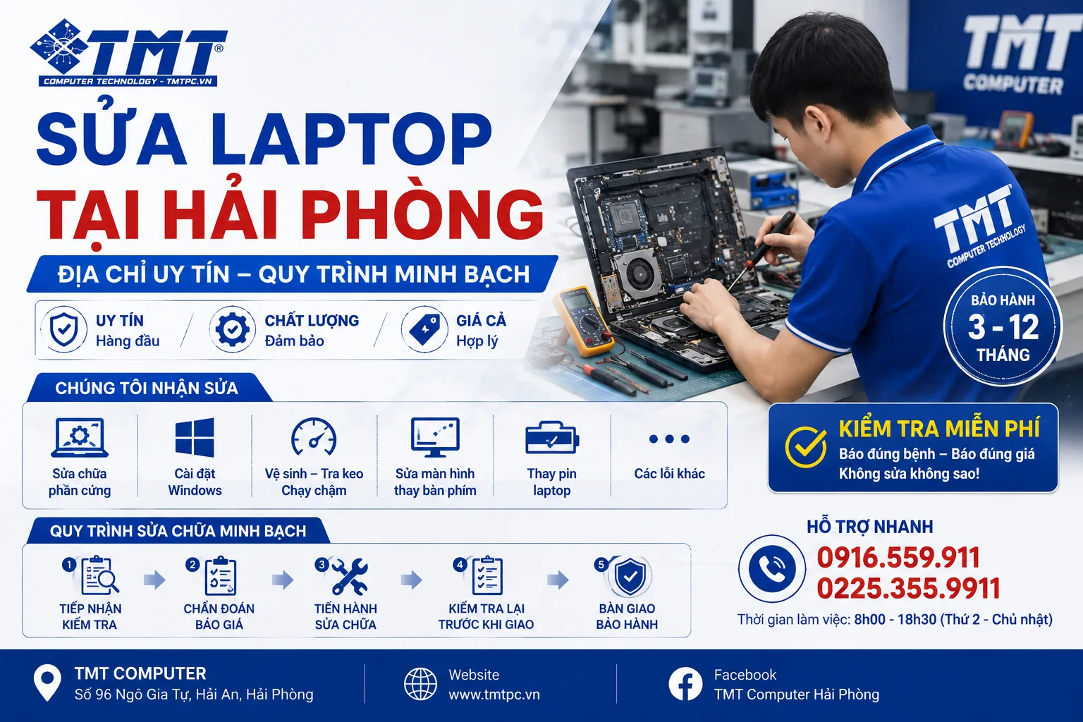 Sửa Laptop Tại Hải Phòng — Địa Chỉ Uy Tín, Quy Trình Minh Bạch | TMT Computer